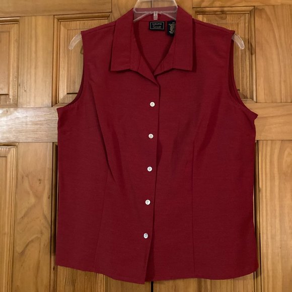 NWOT Vintage Laura Scott Sleeveless Collared Top Blouse Size 14 - Picture 1 of 8